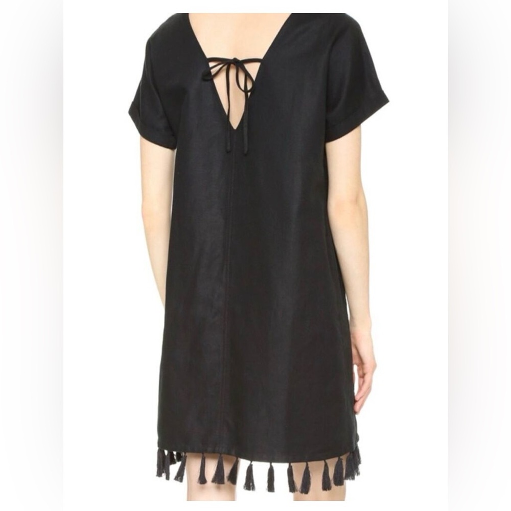 Madewell Embroidered Fringe shift mini dress black Size S